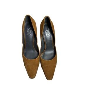 Franco Sarto Brown Suede Mila Snip Toe Pointed Toe Block Heels Size 8